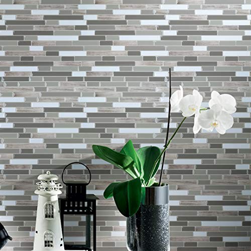 ART3D Peel and Stick Wall Tile for Kitchen/Bathroom Backsplash, 12″x12″ (Multi)