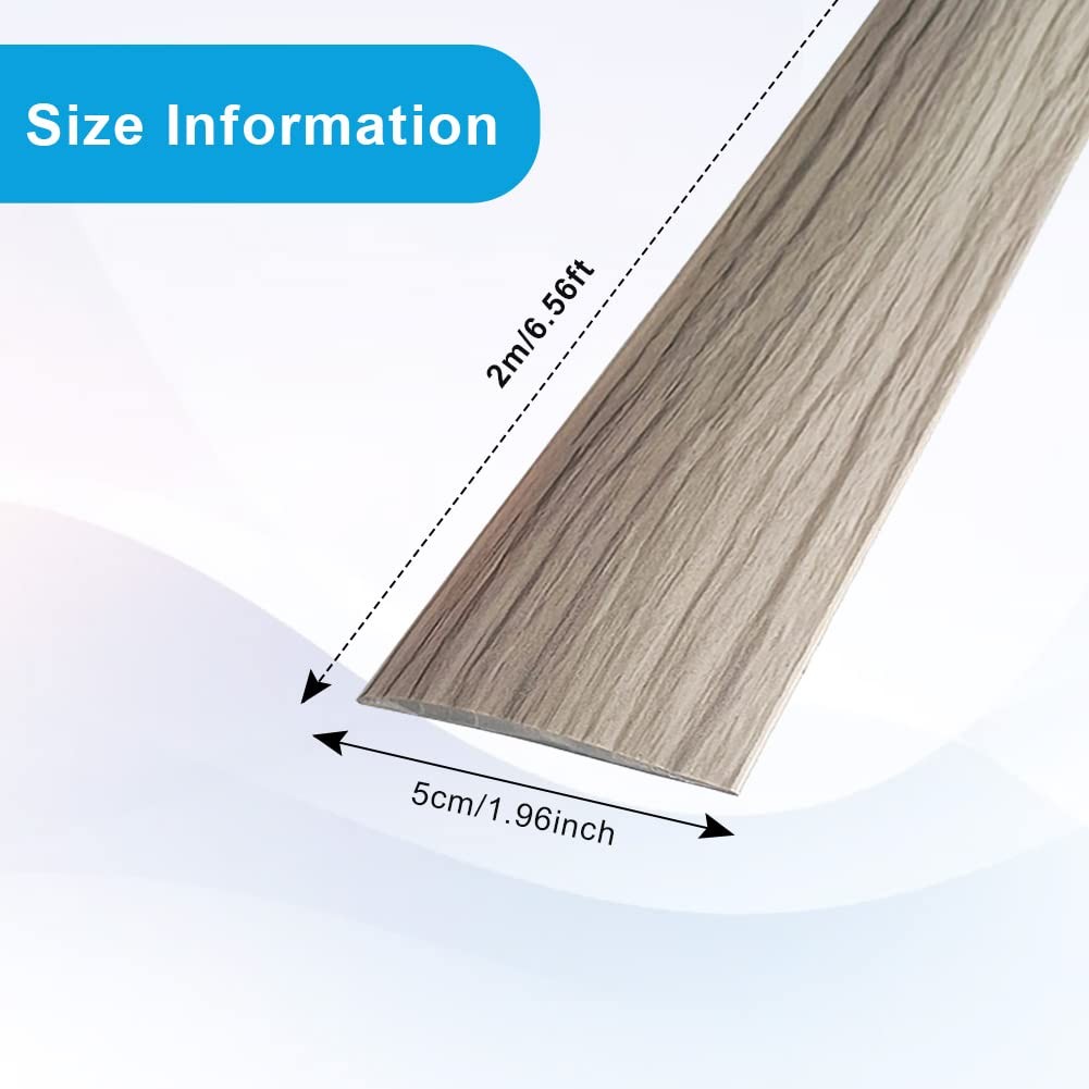 Floor Transition Strip Self Adhesive Laminate 2″/6.6 FT, Grey Wood Grain