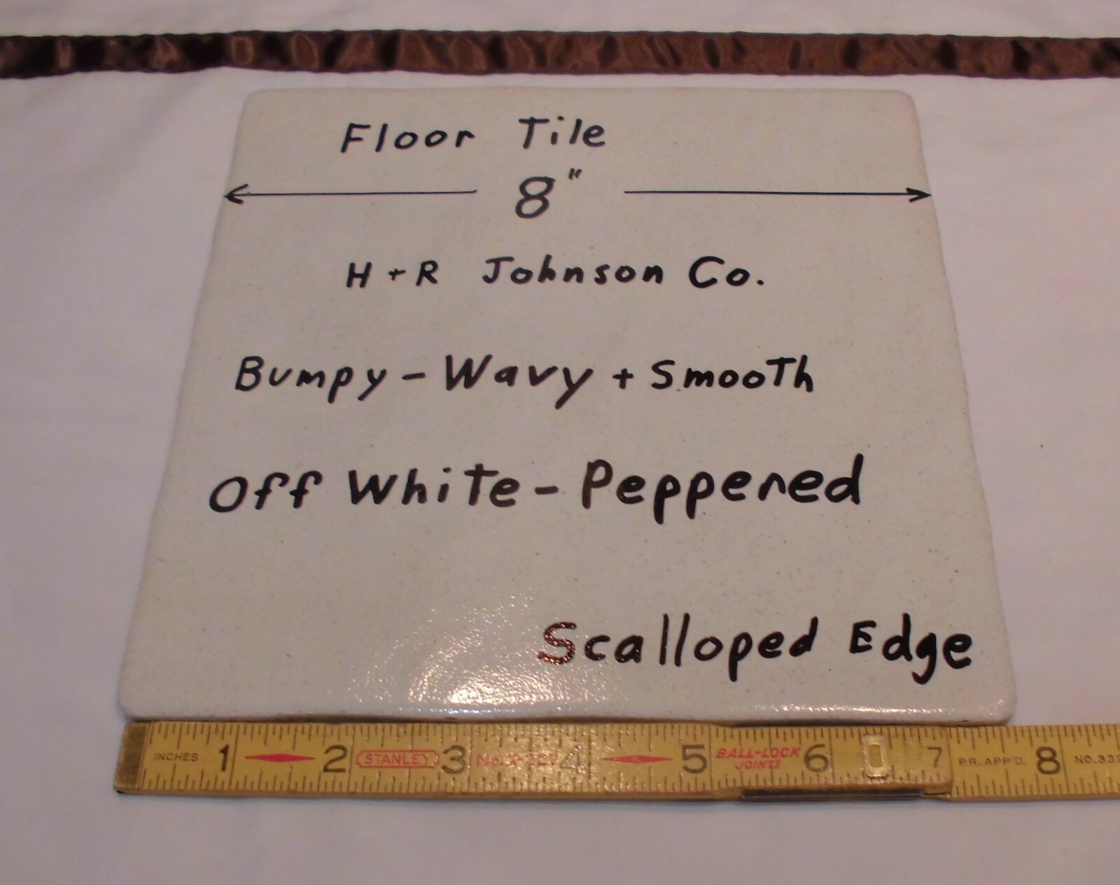 1 pc. Ceramic Floor Tile 8″ X 8″ *Off White-Peppered* Bumpy-Wavy-Scalloped NEW
