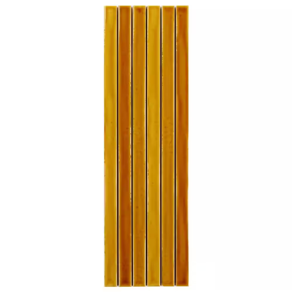Vistaio Mustard Yellow 5.27 In. X 17.71 In. Glossy Ceramic Mosaic Wall Tile (0.6
