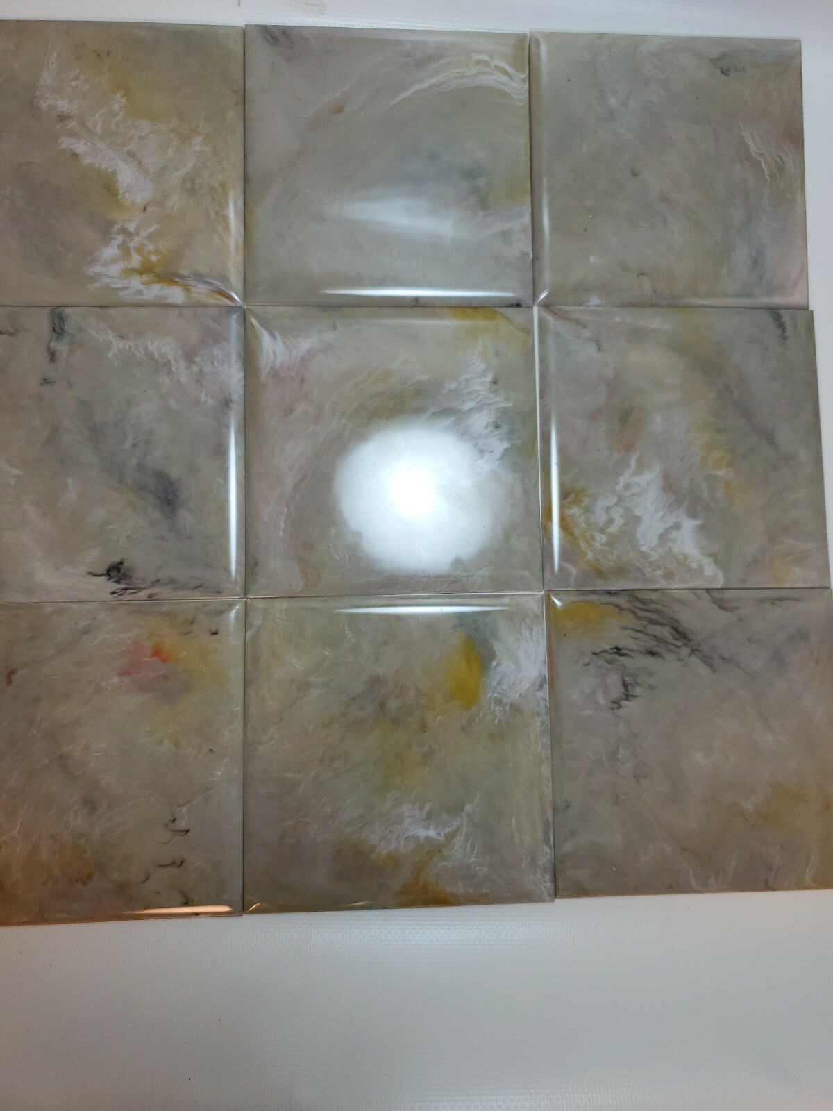 Multicolor Marble Plastic Tile 4 1/4″ wall bathroom kitchen polystyrene Vntg NOS