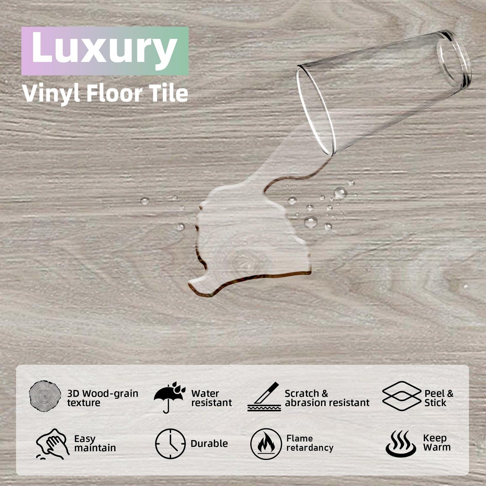 Jeedeson Peel And Stick Floor Tile Waterproof Vinyl Flooring 36-Pack 54 Sq.Ft