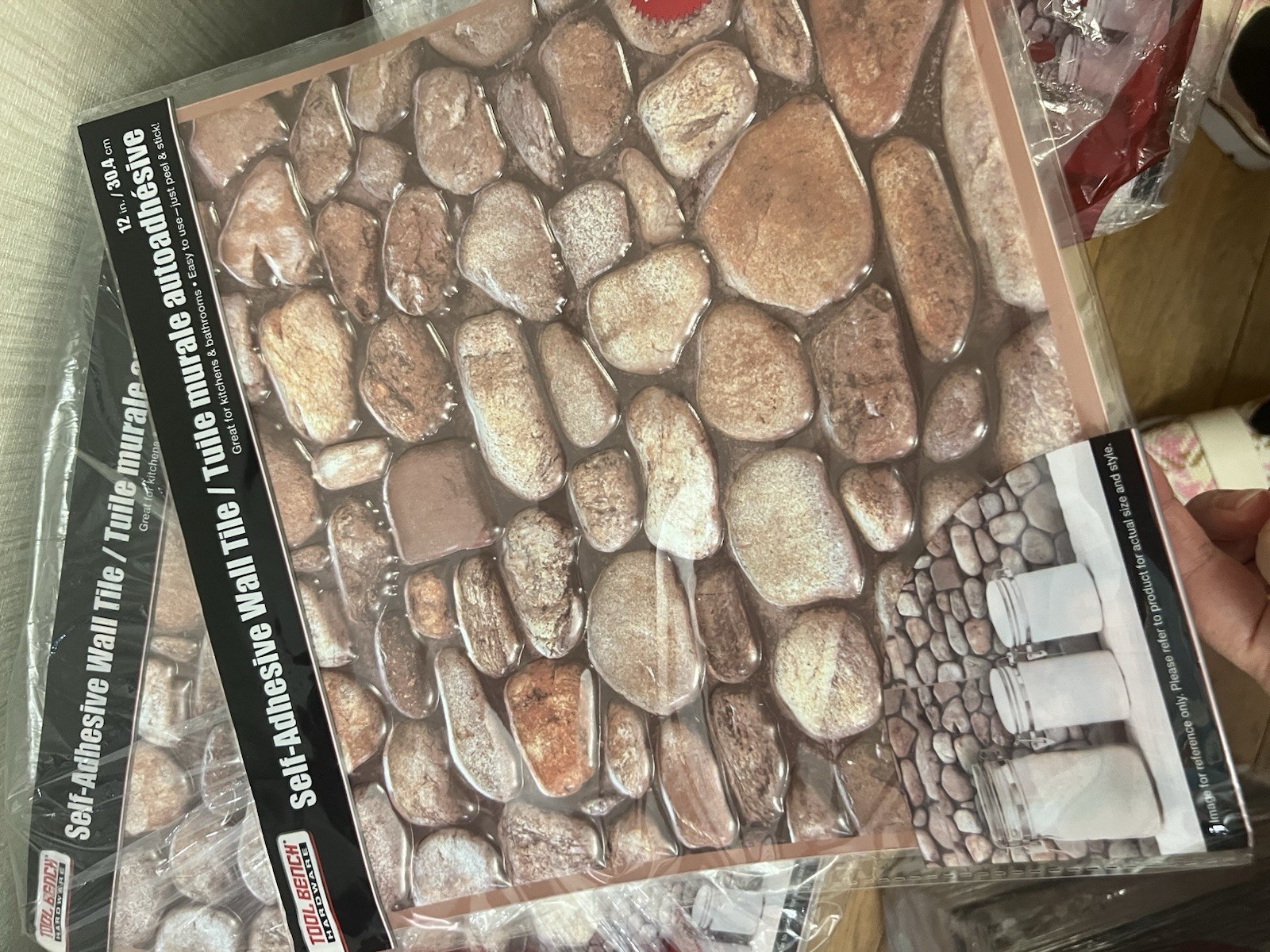 Hardware River Rock Self-Adhesive Wall Tile, 12 x 12in (100 Pcs )