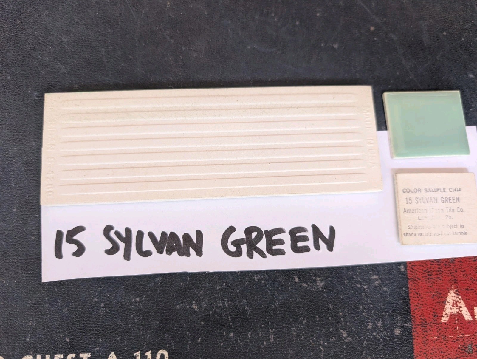 1 piece 2×6″ Ceramic Tile #15 Sylvan Green American Olean Tile Bullnose S4269