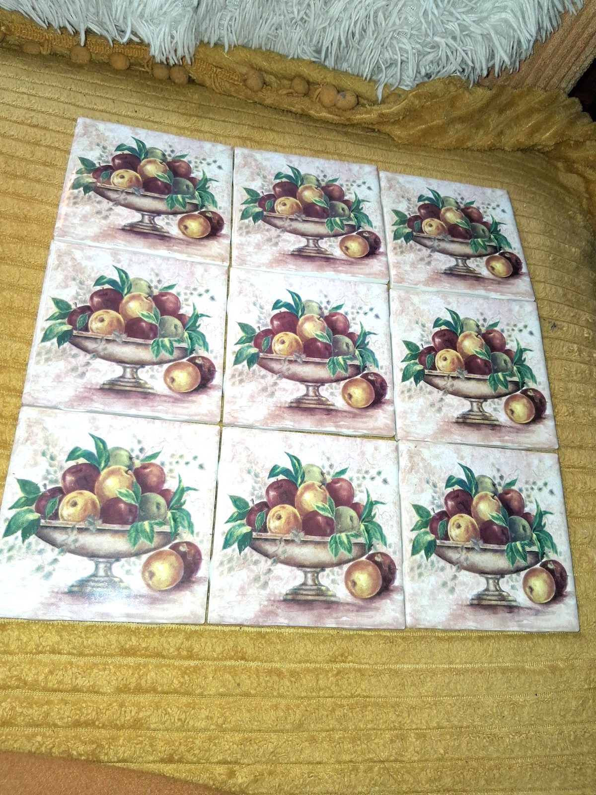 American Olean 4 1/4 inch square tile LD06 Fruit Mexico Glossy Cottagecore