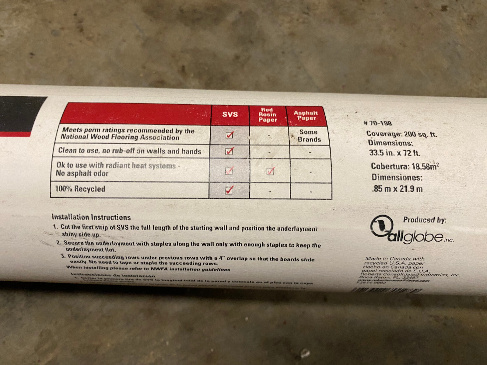 FLOOR Moisture Barrier 200 sqFT 31.5″x 76.25′ x 6 mil ROBERTS 70-198 Silicone
