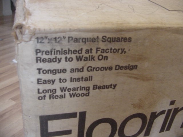 VINTAGE 60s-70s HONEY OAK PARQUET WOOD FLOORING FULL CASE 25 SQ.FT. 12” x 12″