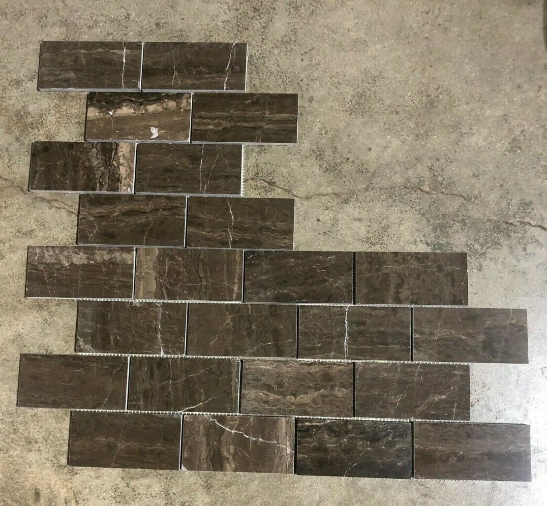 Tile Emperador Dark Marble Remodel Stone About 3×6 SAMPLE PIECE TS-38
