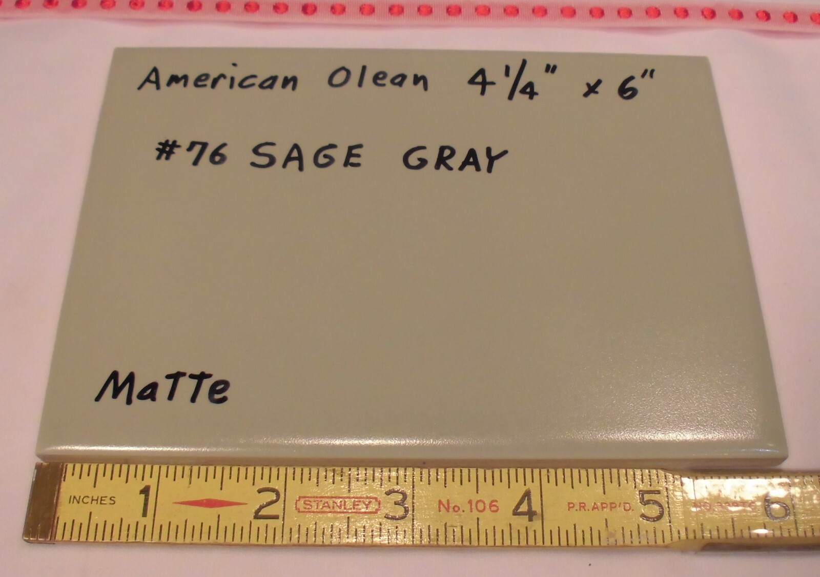 1 pc. Ceramic Matte Tile *Sage Gray* by American Olean 4-1/4″ X 6″ Green
