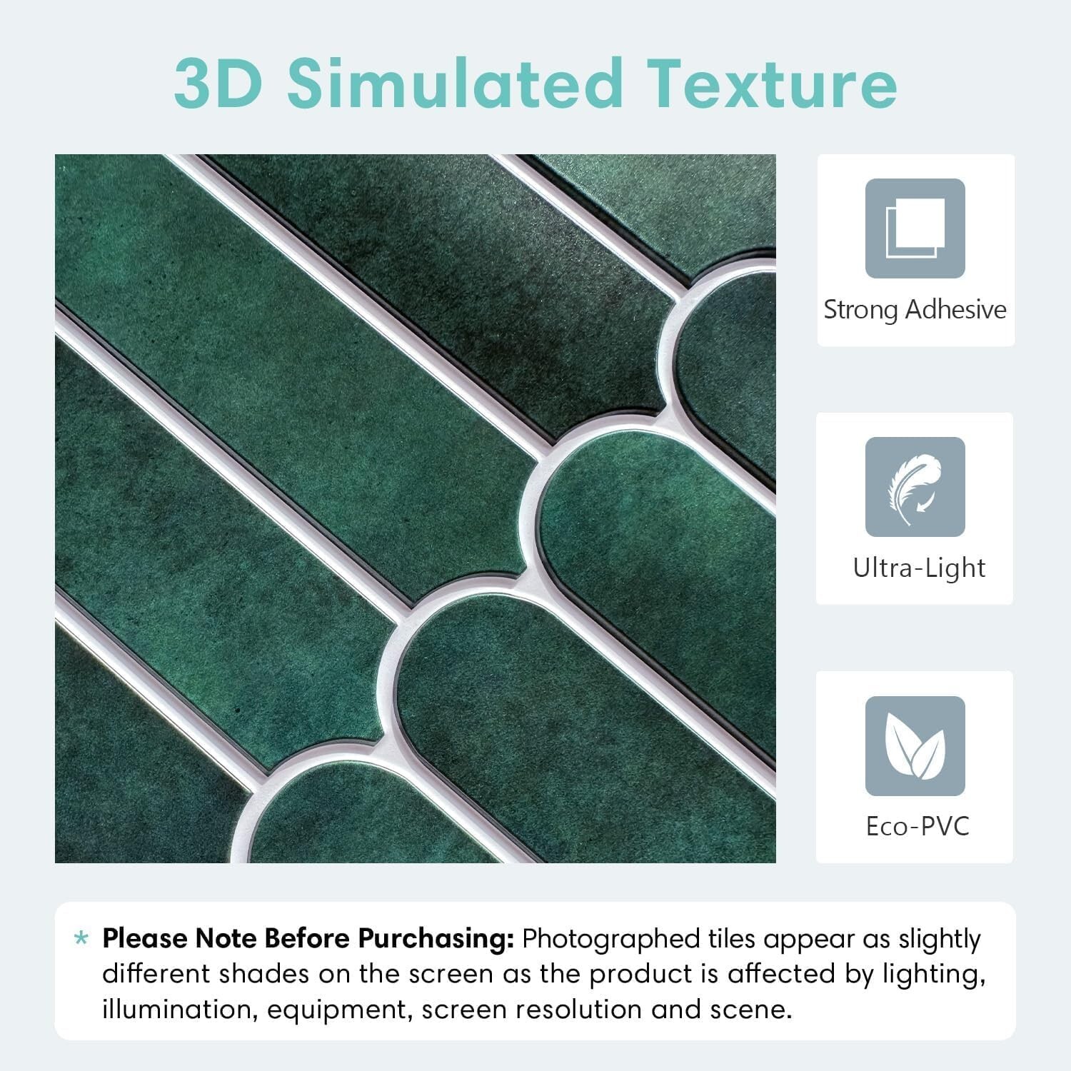 Commomy Decor Faux Tile Matte Peel Backsplash Forest Green 10 Sheets 11.8″x11.8″
