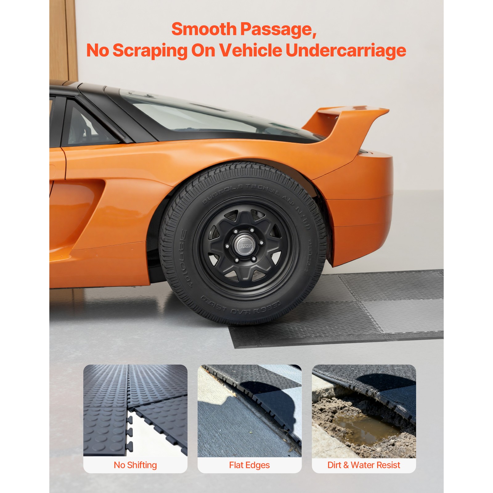 Uimoso Male Garage Floor Edge Kit with 12 Edges and 4 Corners, Black PVC