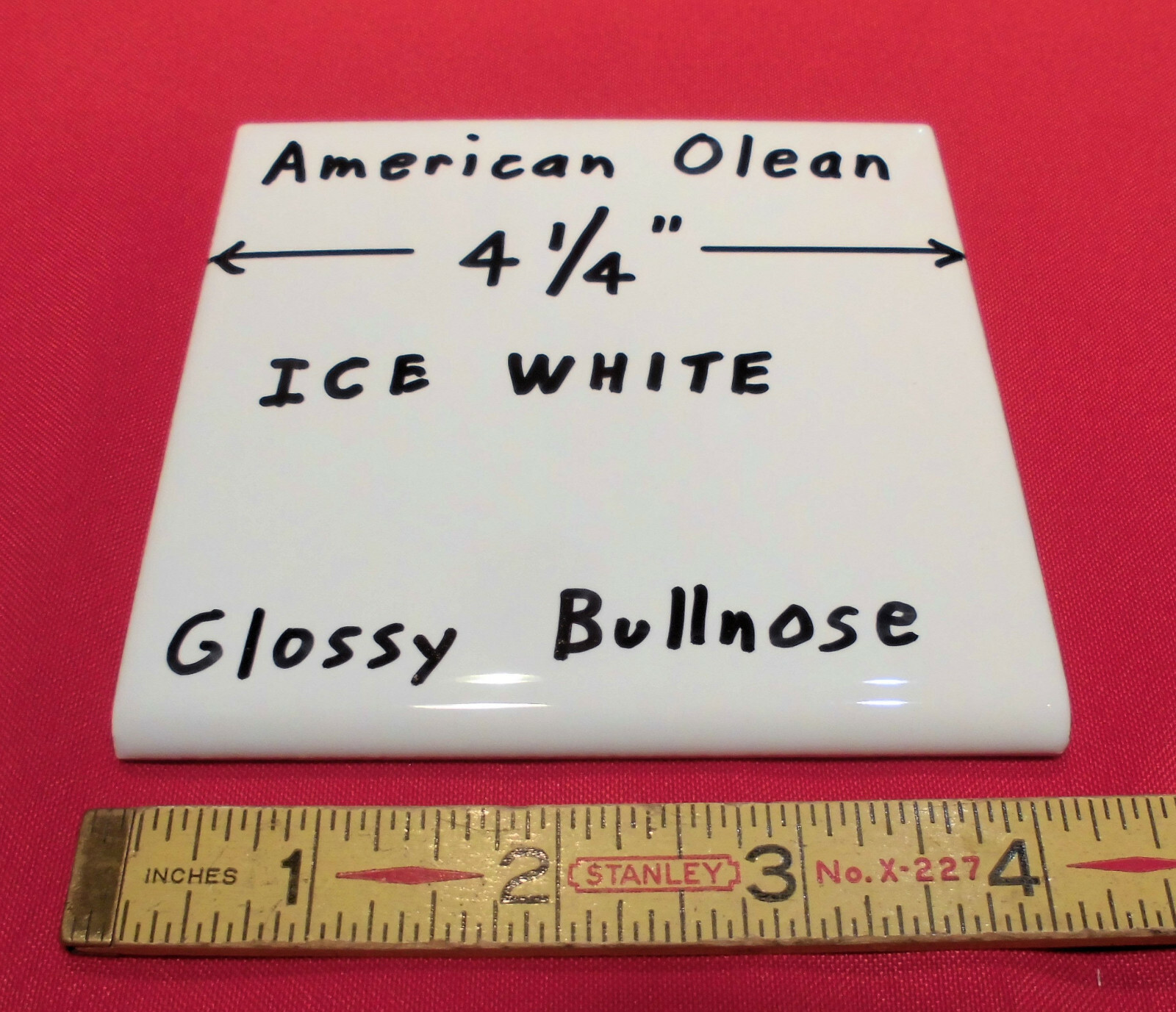 1 pc. *Brightest Ice White* 4-1/4″ Ceramic Bullnose Tile by American Olean; New