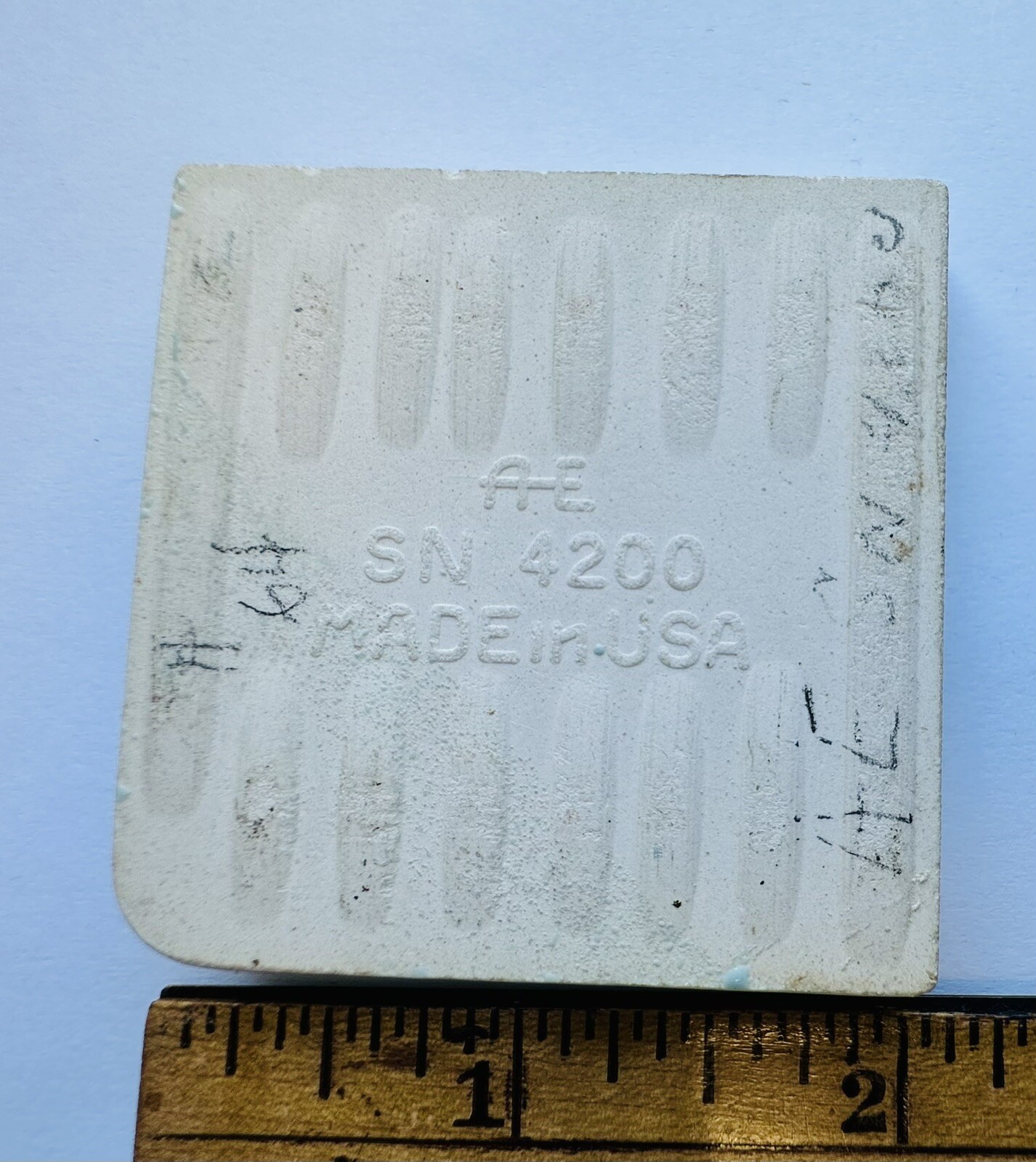 Turquoise: 2″ X 2″ X 5/16″ Ceramic Surface Bullnose Corner Tile, made 1950’s