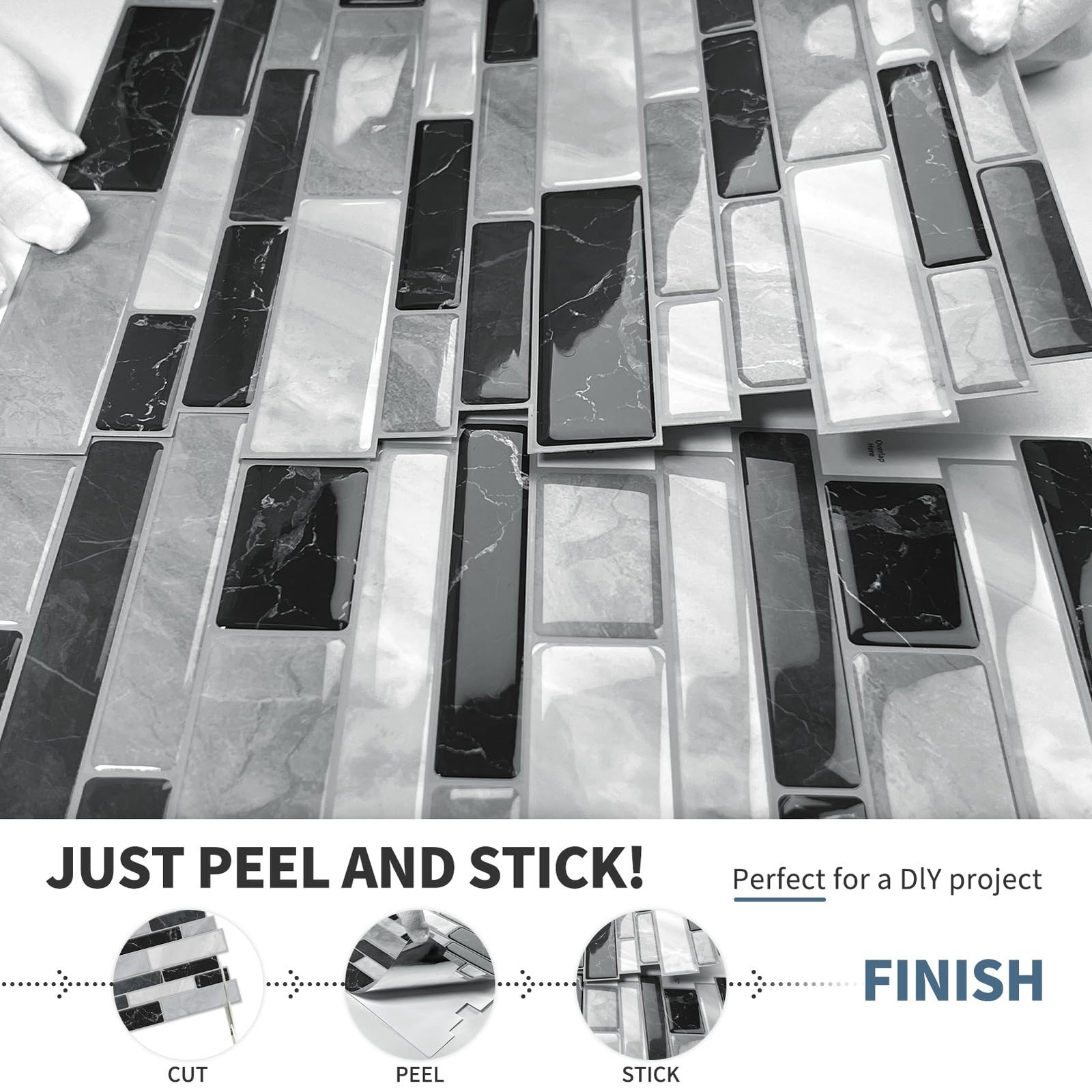Kitchen Backsplash 3D Self Adhesive Peel and Stick Wall Tile 10 Sheet