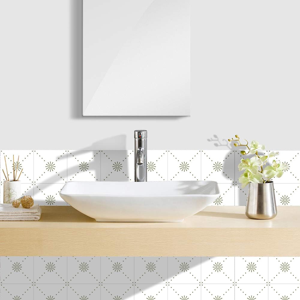 Peel & Stick Wall Tile Stickers 12 PCS Backsplash Self Adhesive 6″ x 6″, Deco…