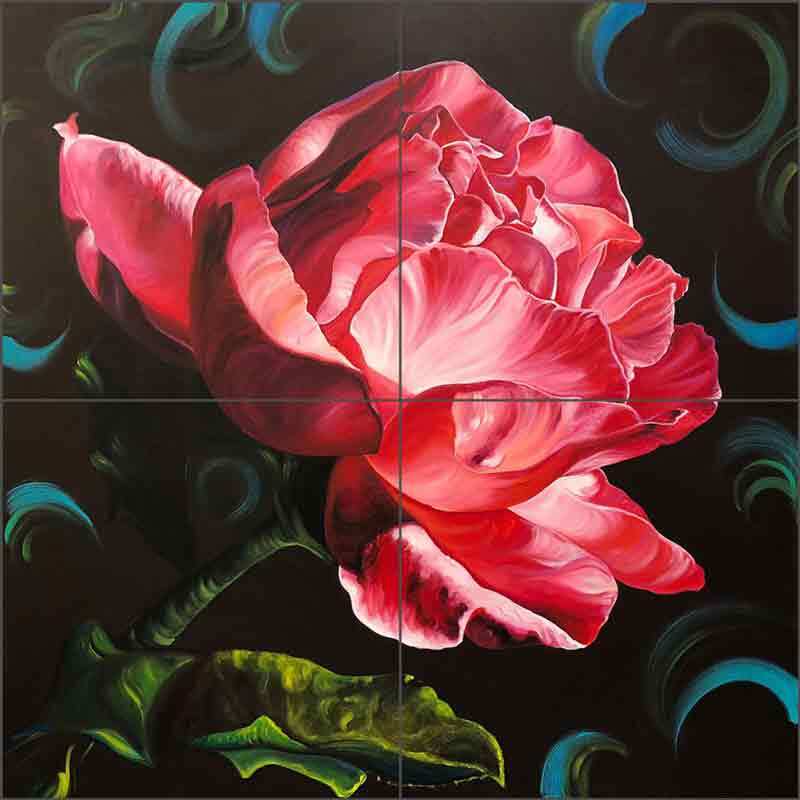 Rose Tile Backsplash Nancy Jacey Floral Art Ceramic Mural NJ101
