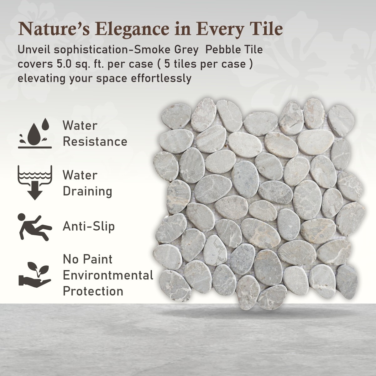 Smoke Grey Sliced Pebble Mosaic Wall & Floor Tile ($11.37/SqFt)