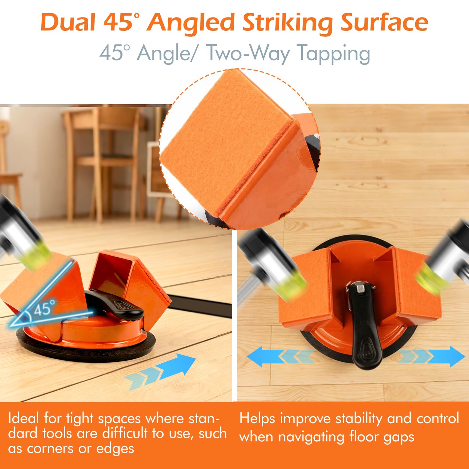 Floor Gap Fixer Tool with 45° Striking Surface, Heavy Duty Floor Gap Repair T…