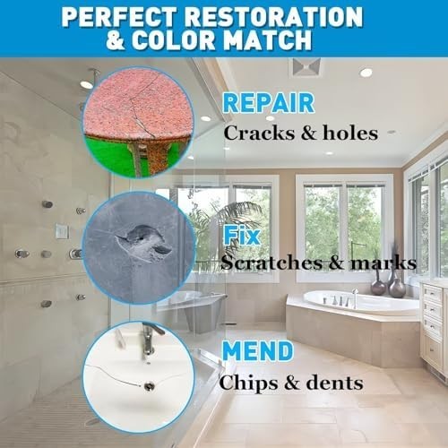 Tile & Fiberglass Quartz Countertop Repair Kit (Color Match), Granite & White