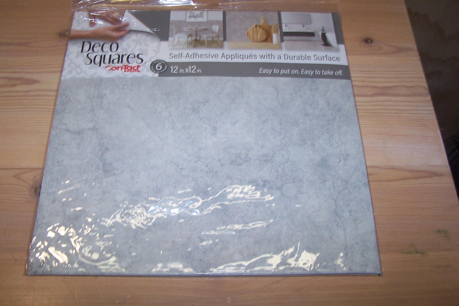 CON-TACT 12 Tiles Deco (2 Pks) Squares 12″ x 12″ Vinyl 6 Per Pack warm concrete