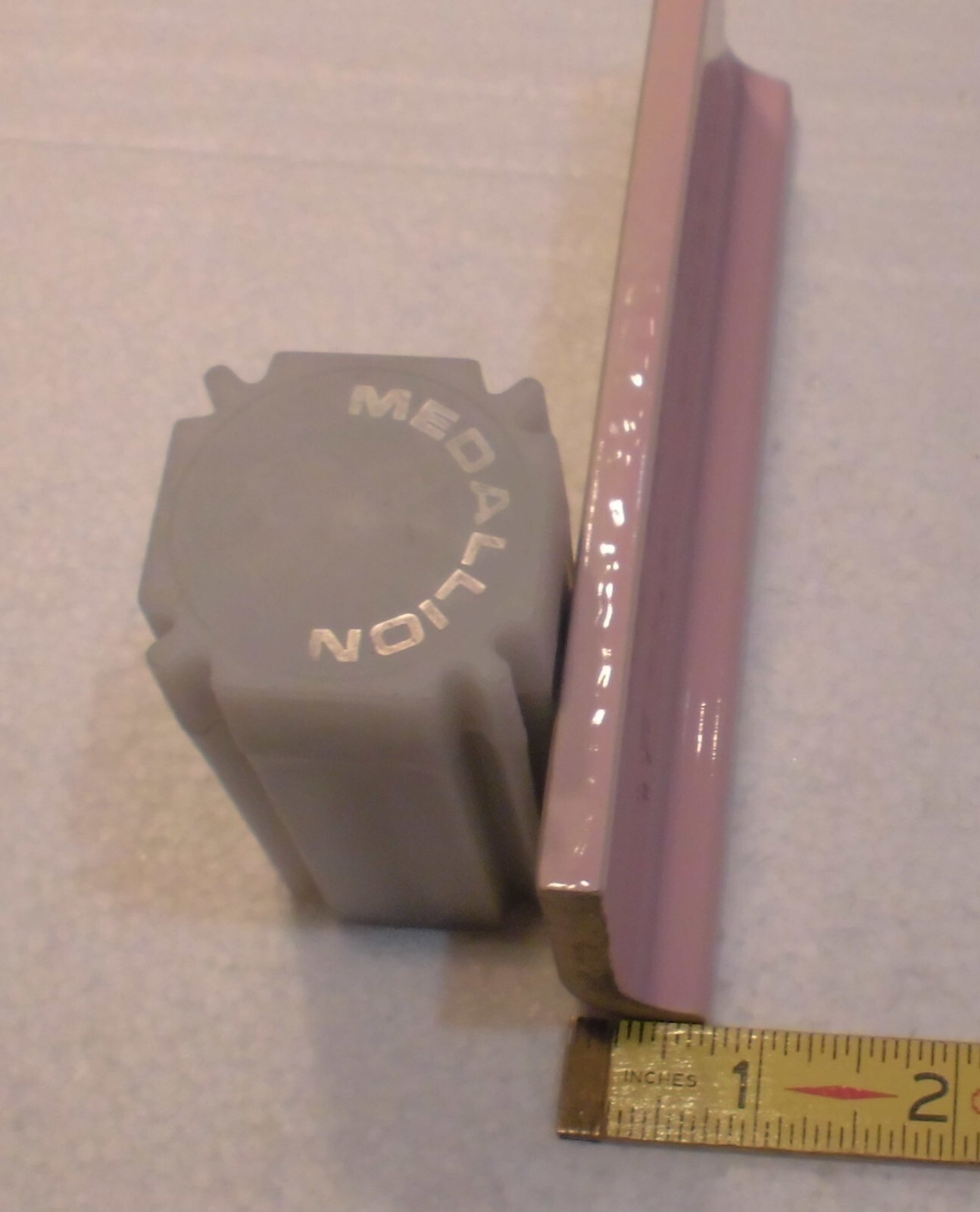 1 pc. Shell Pink 2” X 6-1/8” Glossy Ceramic Cove Base Tile, Flat Top, Mid-State