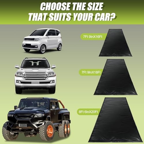 Garage Car Floor Mat, Containment Mat () for 7Ft 9In x 18Ft(Mid-Size) Black