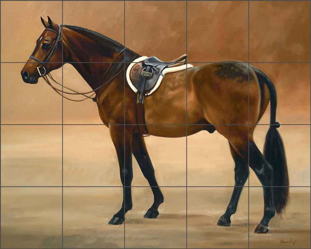 Horse Tile Backsplash Janet Crawford Art Equine Bay Ceramic Mural JCA028