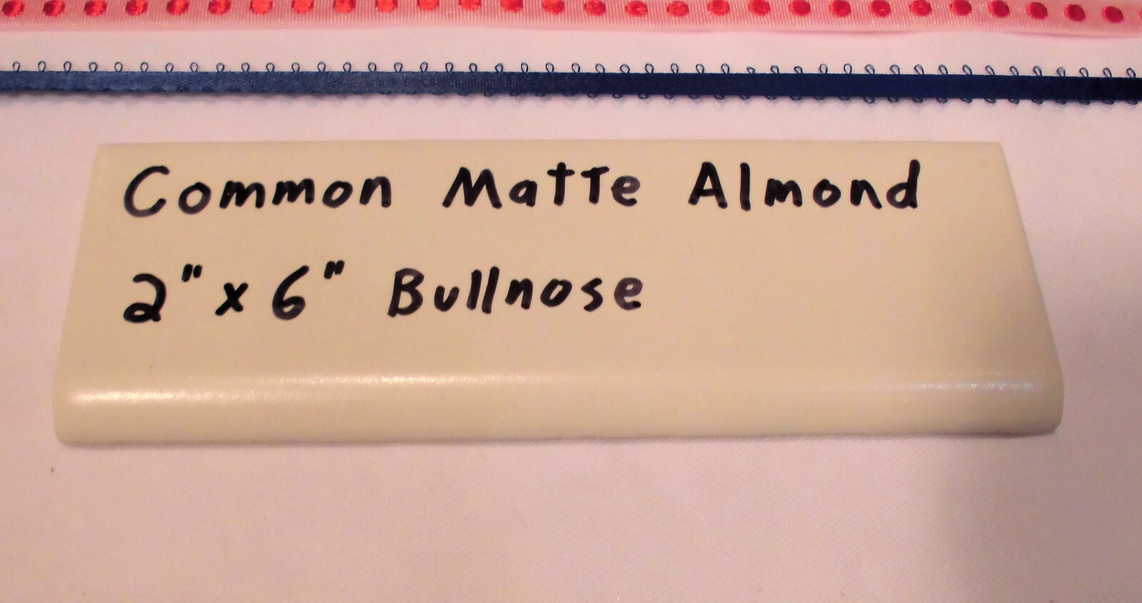 1 pc. Vintage Ceramic Bullnose Tile 2” X 6” *Matte Almond* Flat-Surface Type