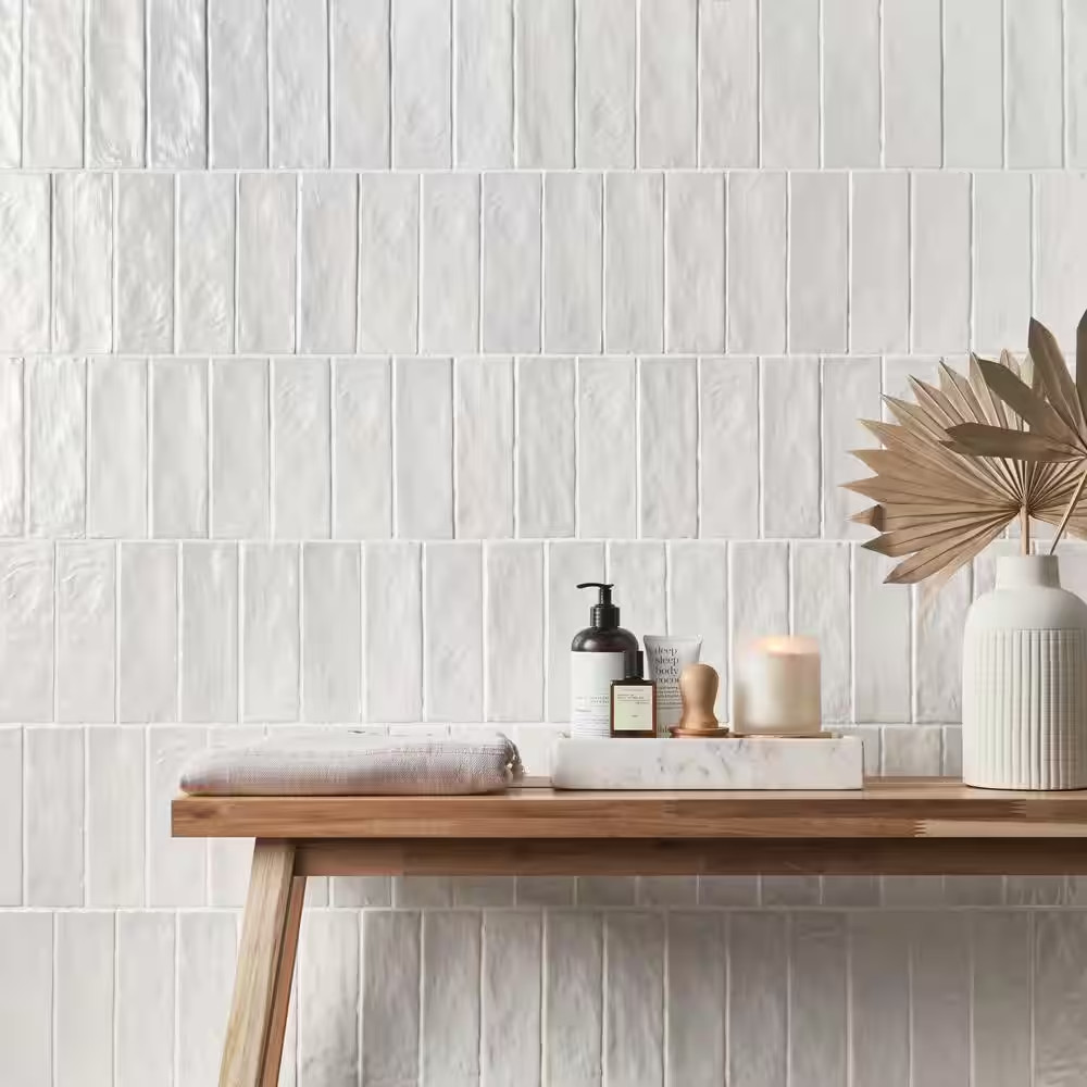 Amagansett Gin White 3 In. X 8 In. Mixed Finish Ceramic Subway Wall Tile (5.38 S