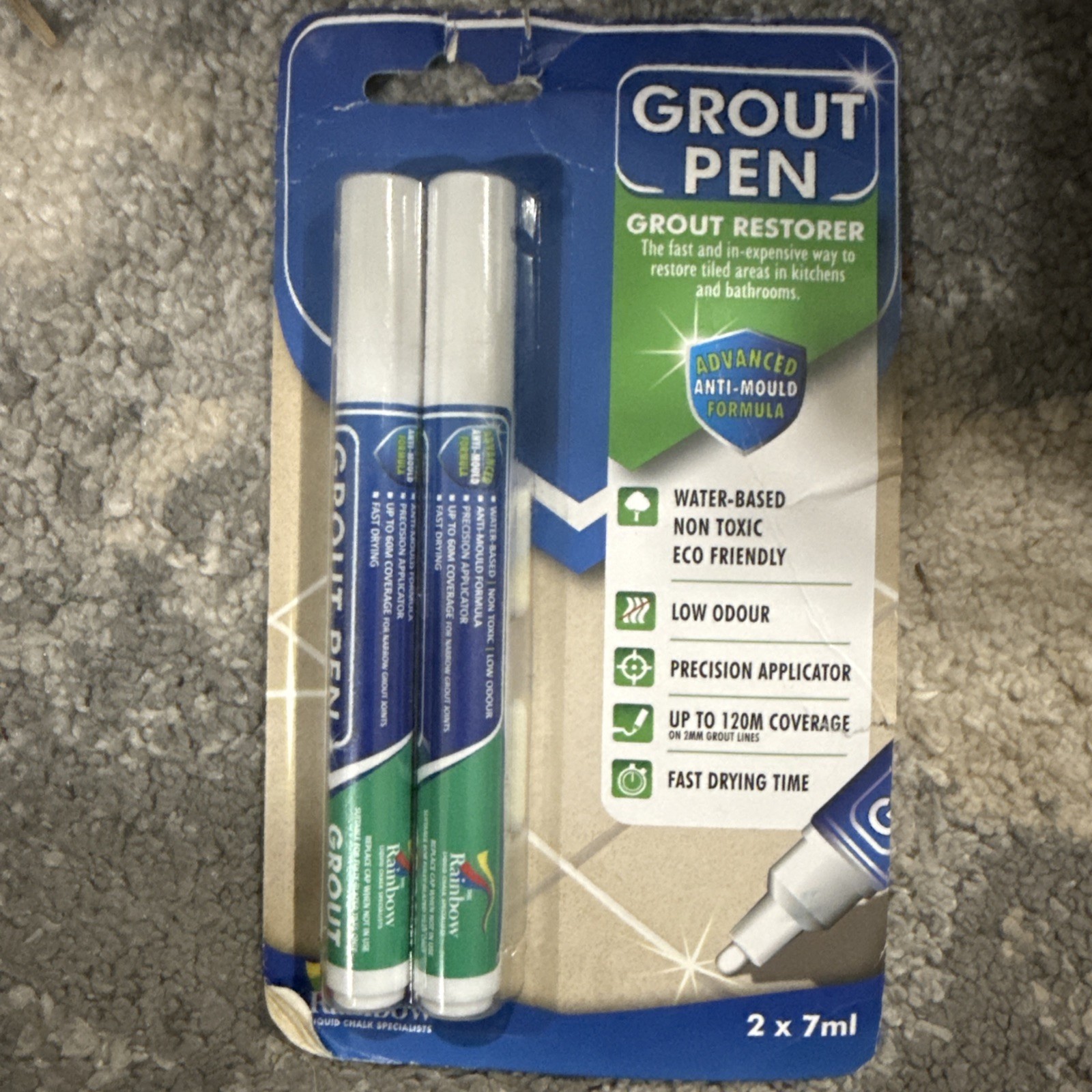Grout Pen 2-Pack Tile Grout Paint Marker White 5MM Waterproof Anti-Mold Formula