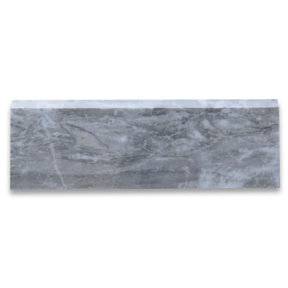K11H Bardiglio Gray Dark Grey Marble 4×12 Baseboard Trim Molding Honed