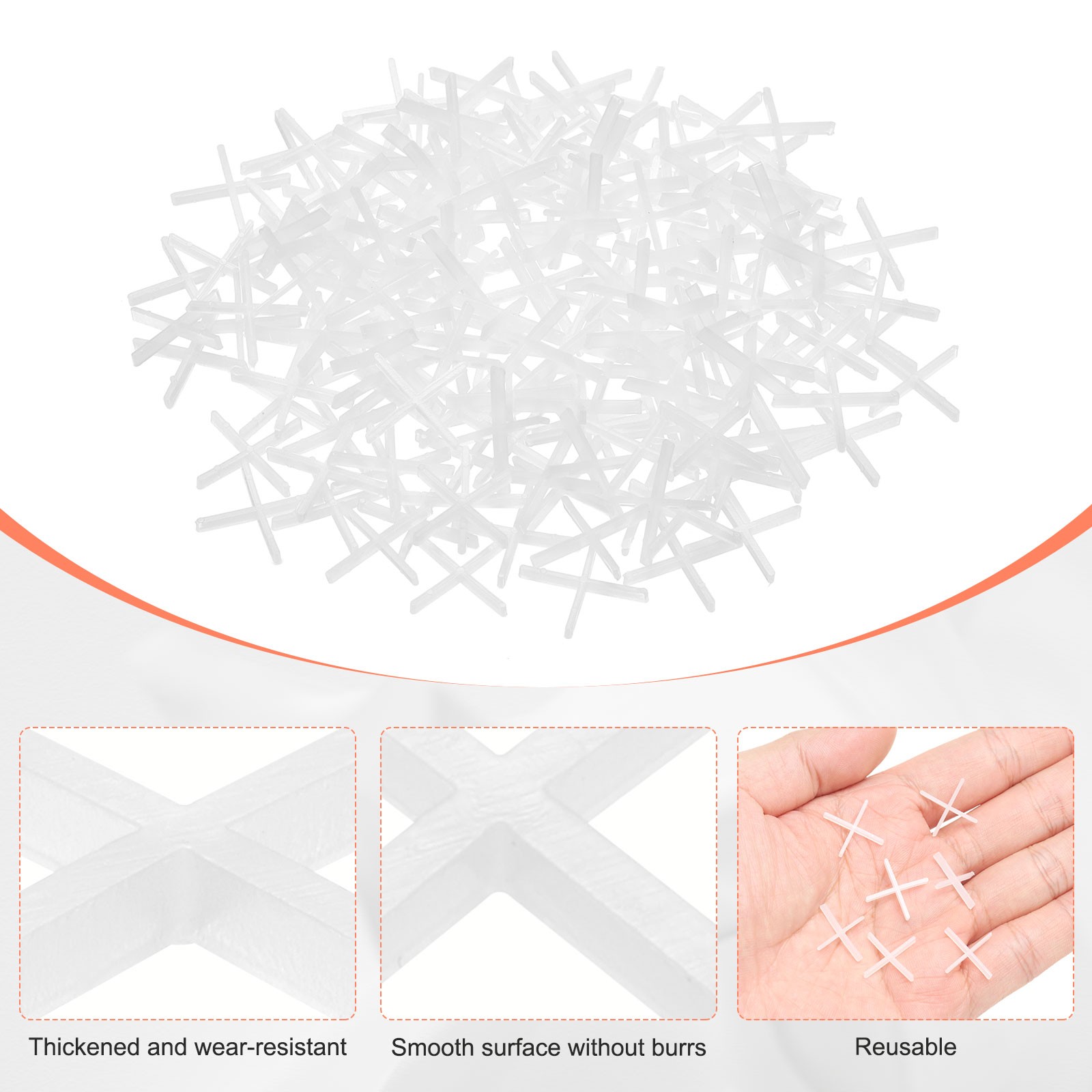 300Pcs 3/64″ 1mm Tile Spacers Cross Plastic Spacers White