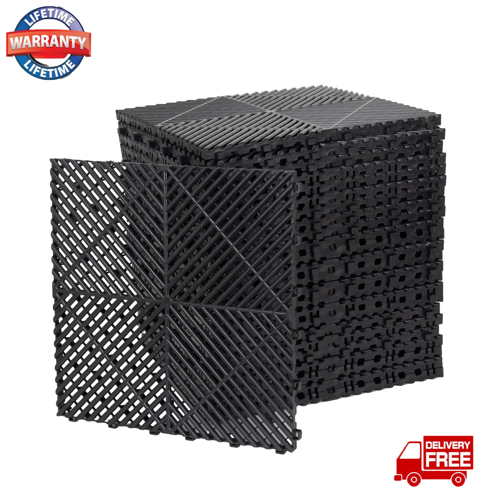 25x Interlocking Garage Floor Tiles Modular Mat 15.75×15.75″ Drainage Deck Tile