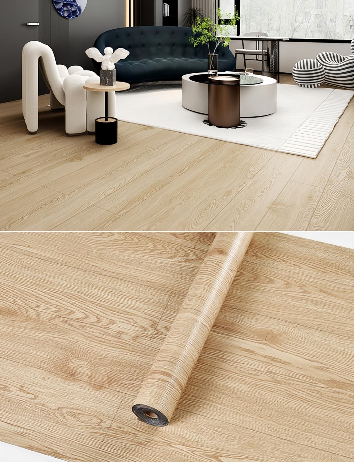 2 Rolls 23.6”x10FT Vinyl Flooring Roll 38.75 sq.ft: Peel and Stick Floor Til…