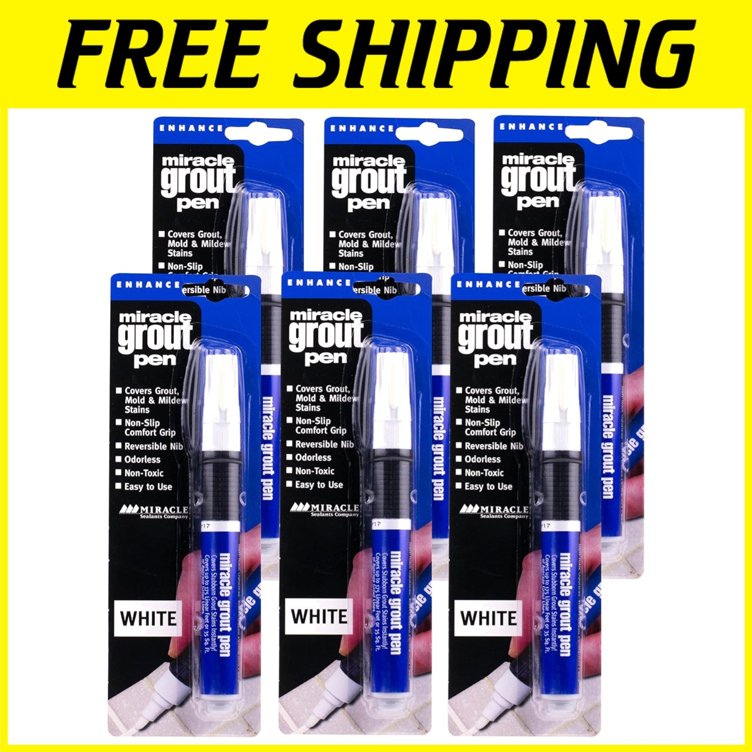 Water-Resistant Grout Pen Set for Indoor and Outdoor Tile Restoration – 6 Pack