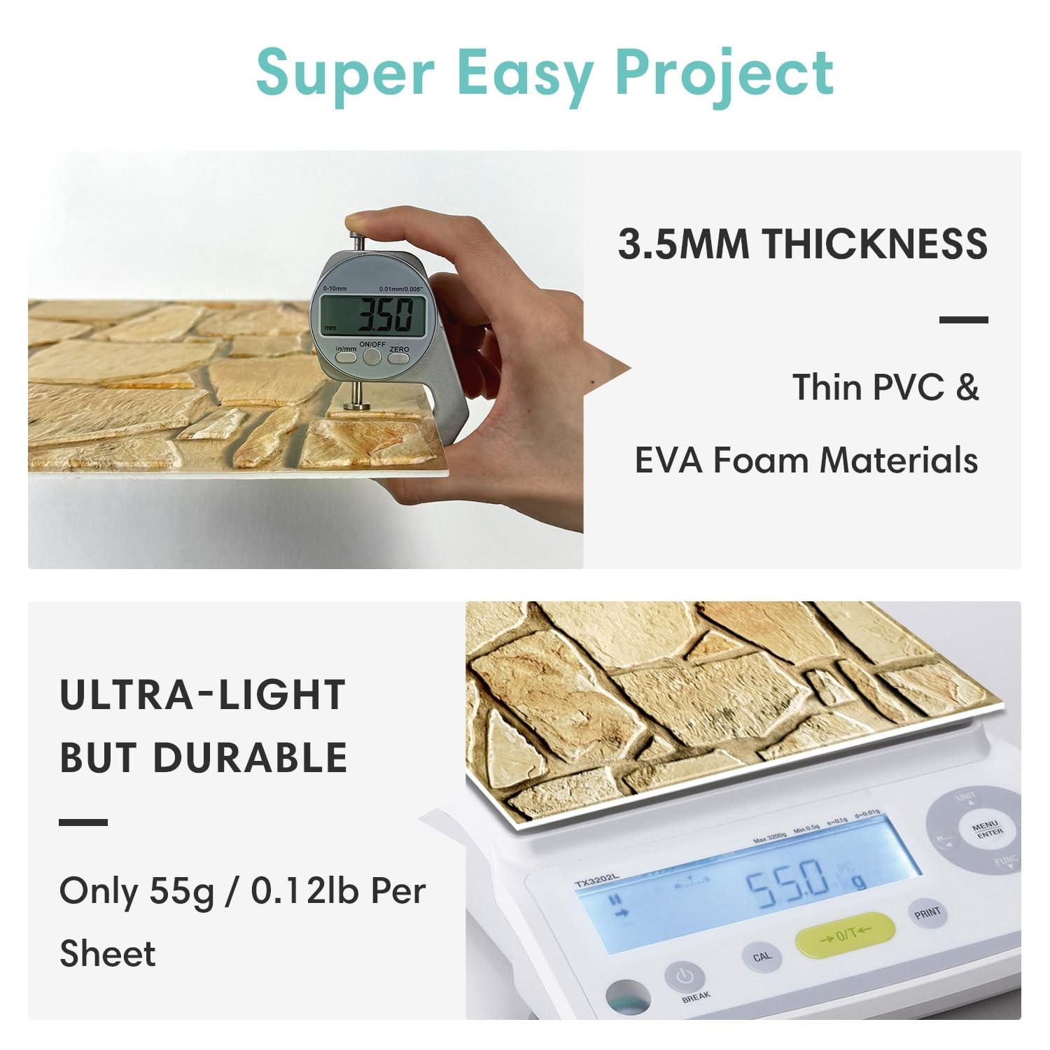 10 Pcs 3D Faux Stone Panels Peel and Stick – 11.8″x11.8″ PVC 3D Wall Panels B…