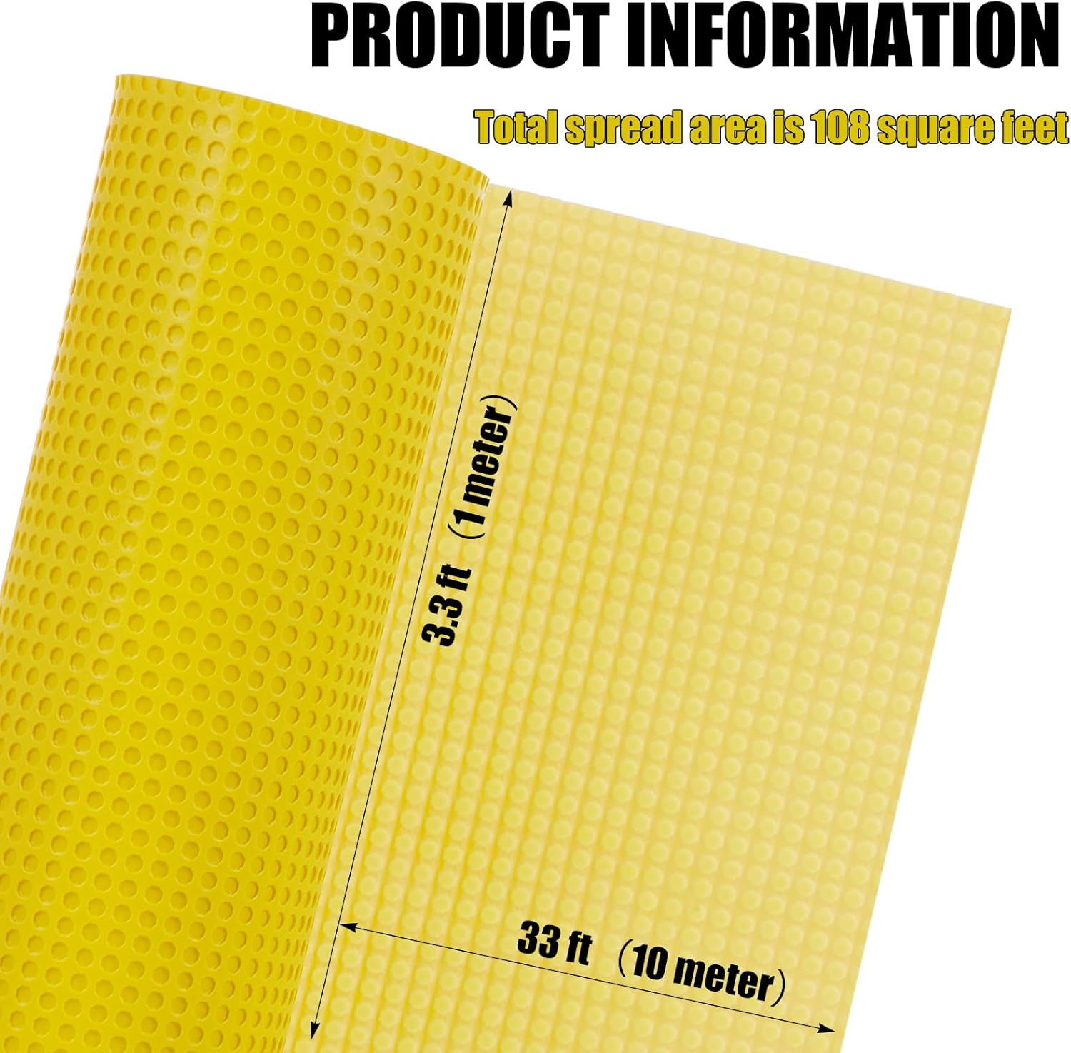 108 Sq Ft Uncoupling Membrane for Tile Floor, 1/8”(3Mm) Waterproofing Underlaym