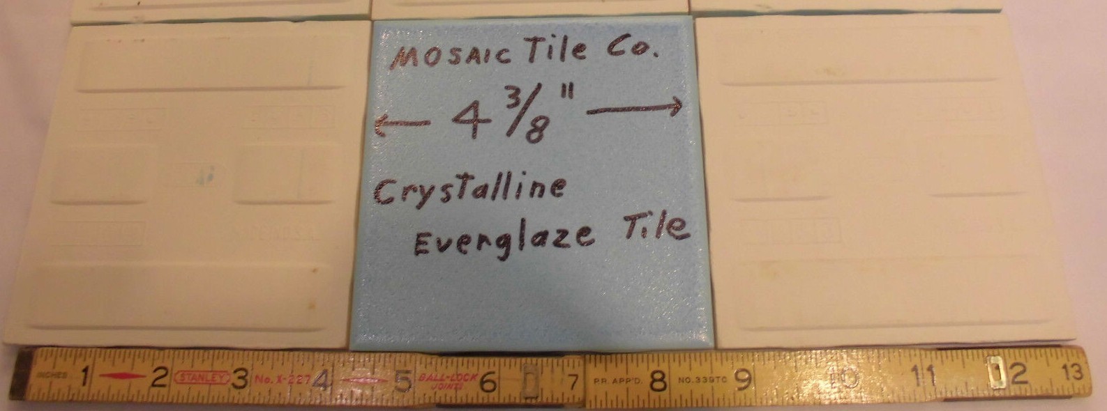 1 pc. *Baby Blue* Ceramic Tiles by Mosaic Tile Co. 4-3/8″ Crystalline Glazed