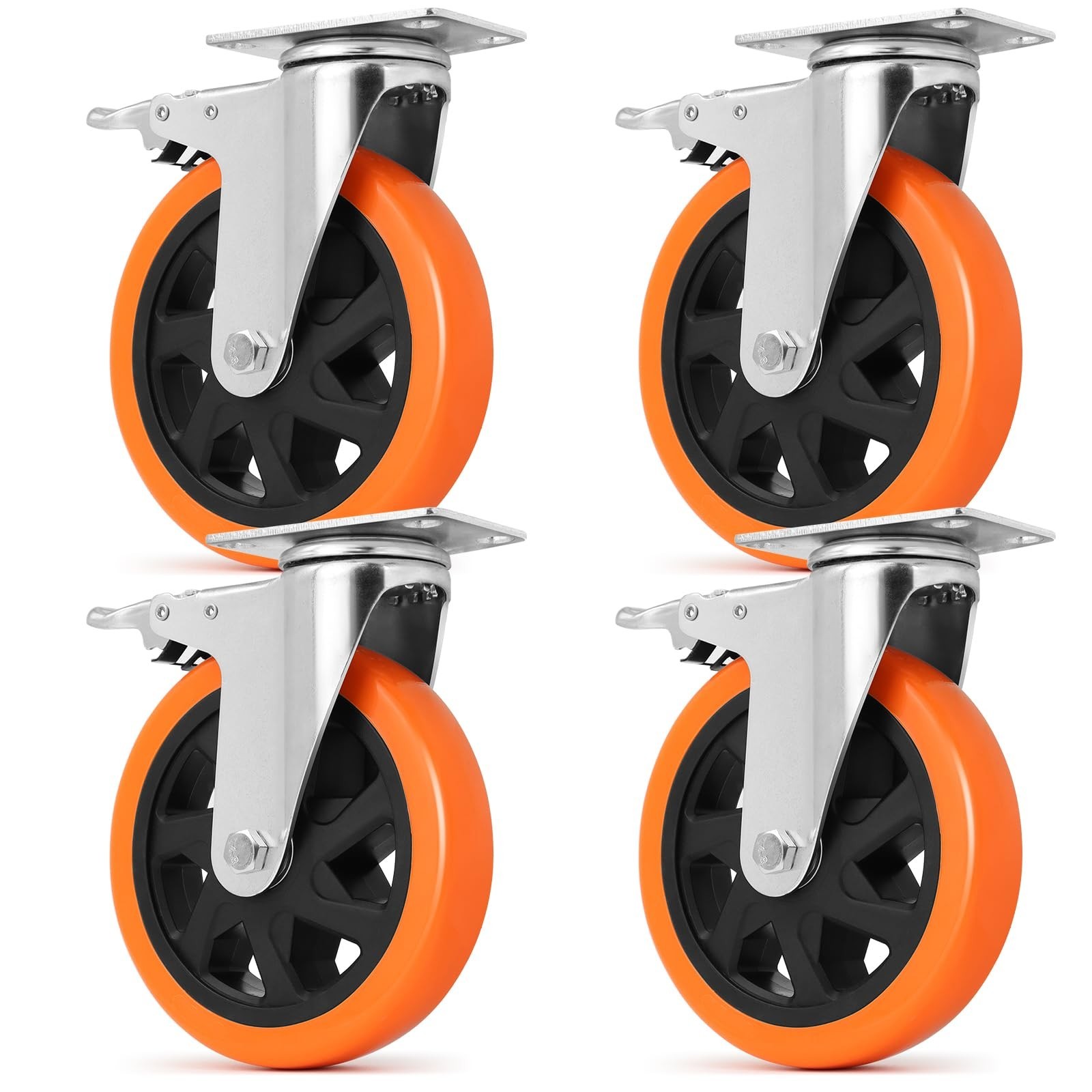 W B D WEIBIDA 6 inch Caster Wheels with Dual Locking, Casters Set of 4 Heavy …