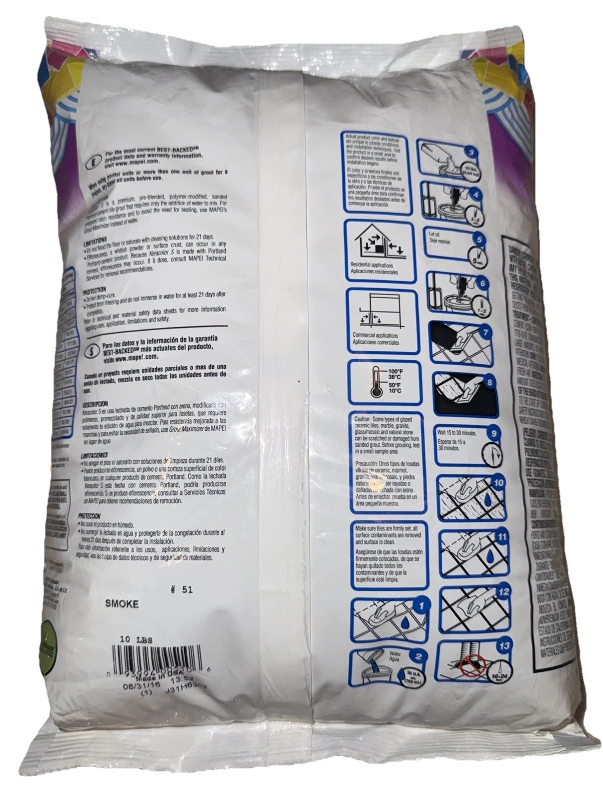 Mapei Sanded Grout Keracolor S 10 lb Pound Brand New Old Stock 51 Smoke (Grey)