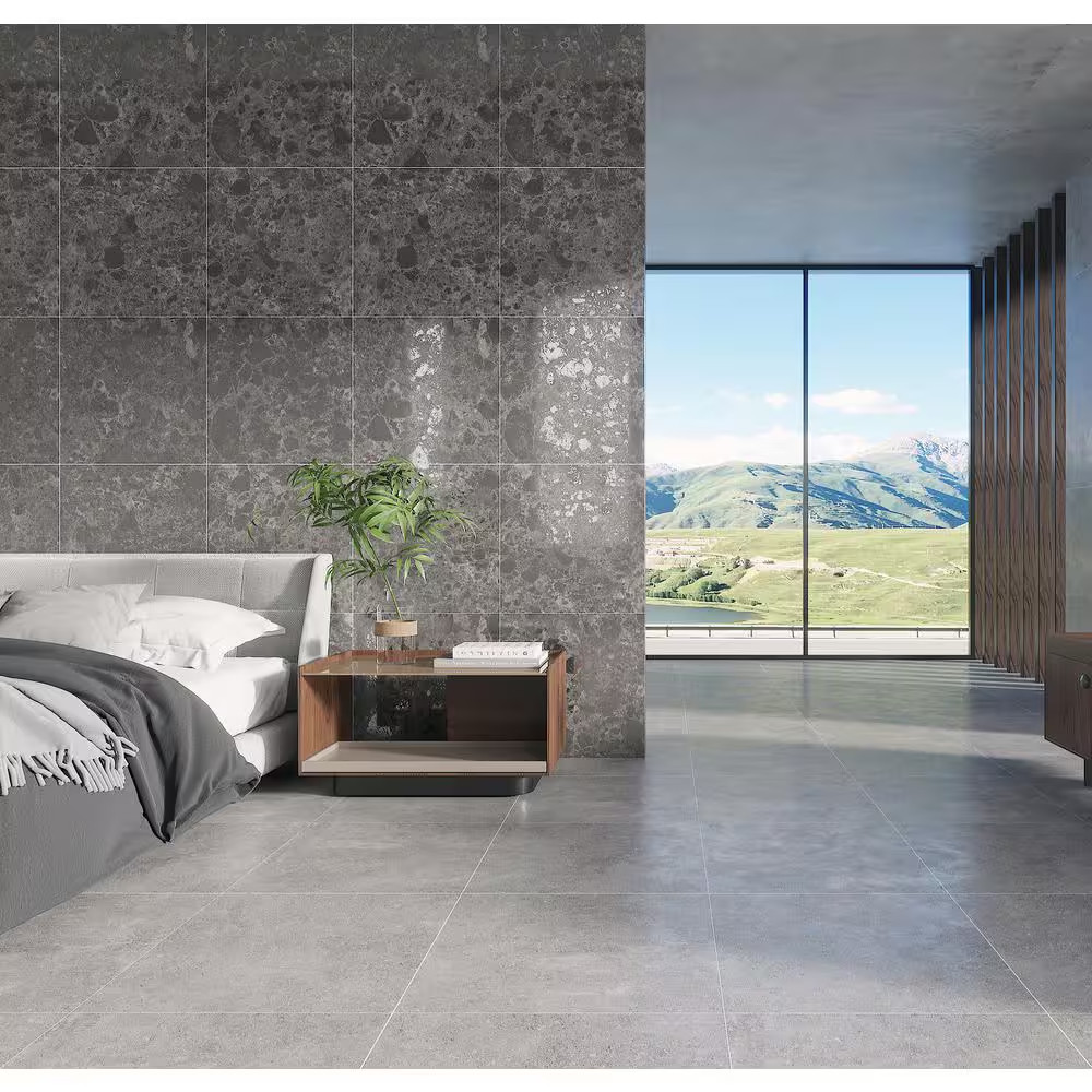 Ambience Terrazzo Deep Gray 24In.X 24In.X 10Mm Porcelain Floor and Wall Tile – C