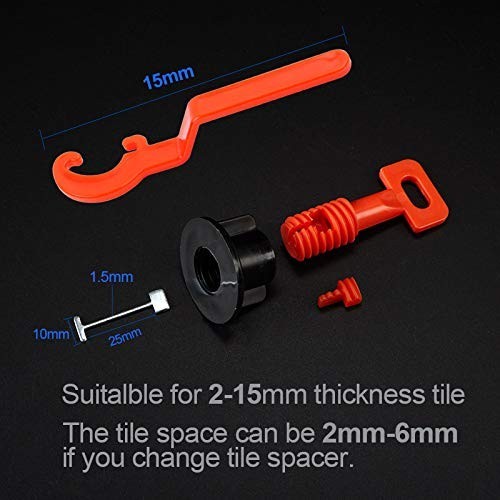 Tile Leveling System Kit 200pcs Tile Leveler 4 Wrenches 1000pcs 2mm Spacers