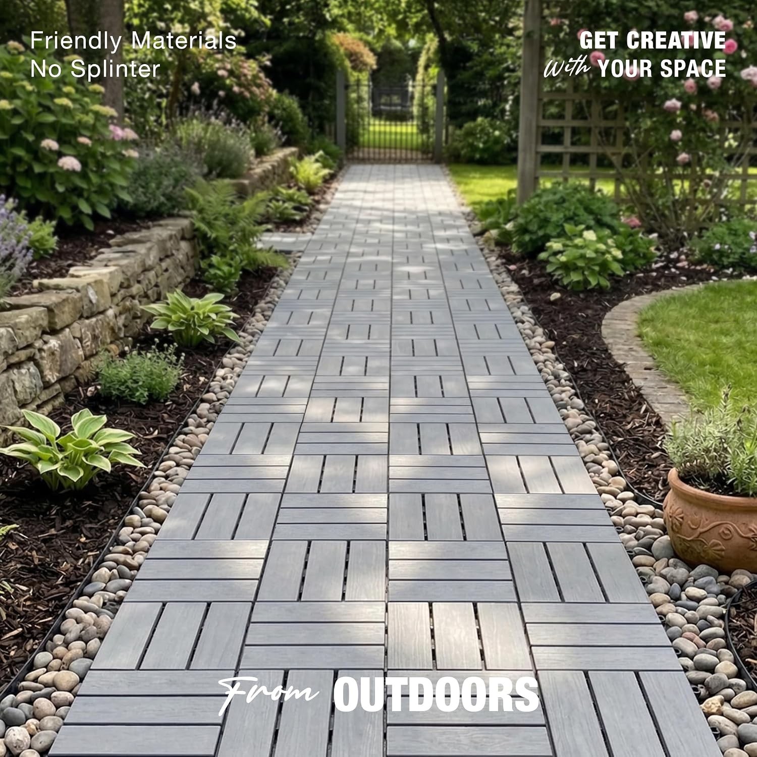 Premium Acacia Wood Interlocking Deck Tiles, 9 PCS 12″x12″x0.9″ Patio Flooring,