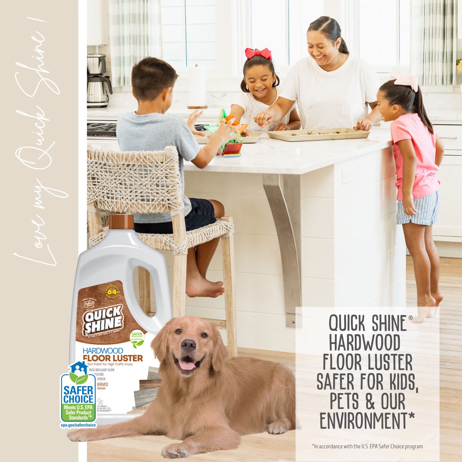 2 Pack Quick Shine Hardwood Floor Luster 64oz PFAS Free Floor Polish and Finish