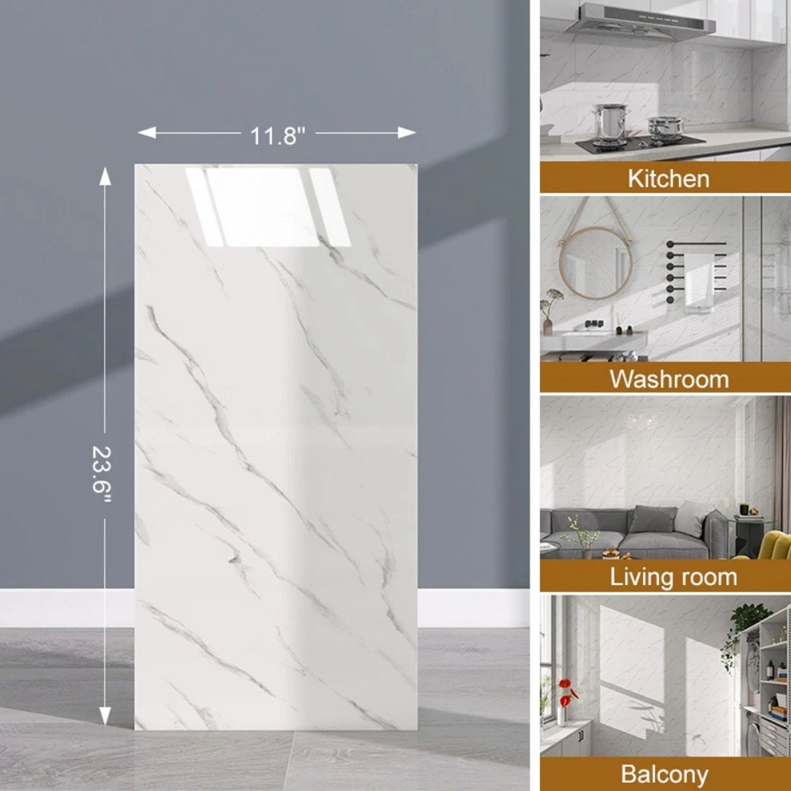 20/40pcs Peel and Stick Marble Floor WallPanels 23.6″x11.8″ PVC Tiles Sticker