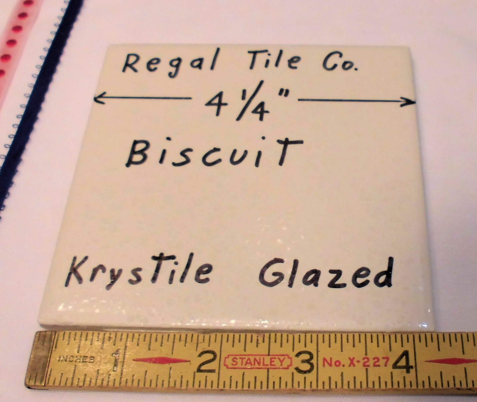 1 pc. Ceramic Tile *Biscuit* Krystile Glazed 4-1/4″ by Regal Co. Crystal NEW