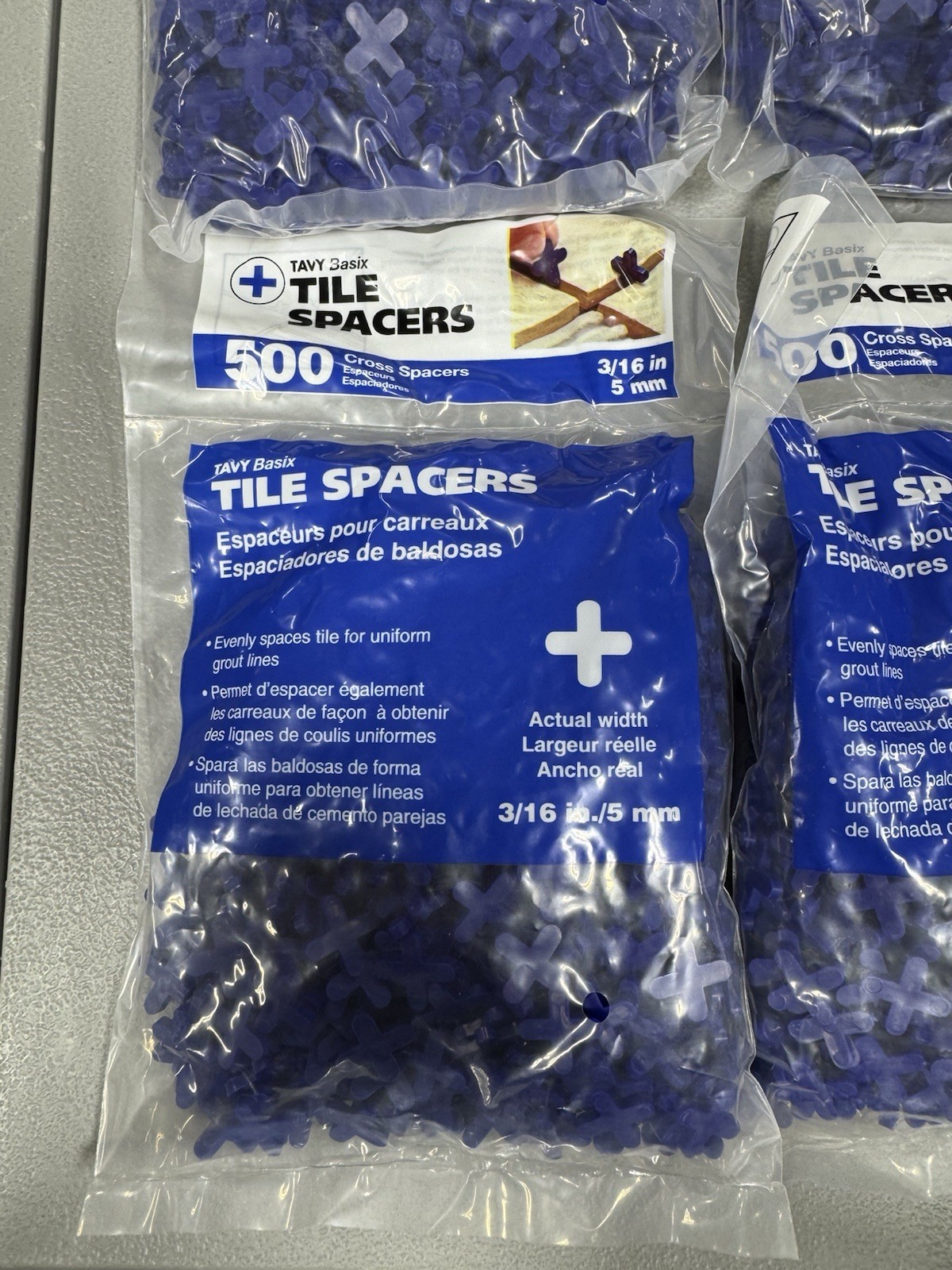 4 PACK of 500 Cross Plastic Tile Spacer TAVY Basix 3/16″ 5mm 2,000 TOTAL