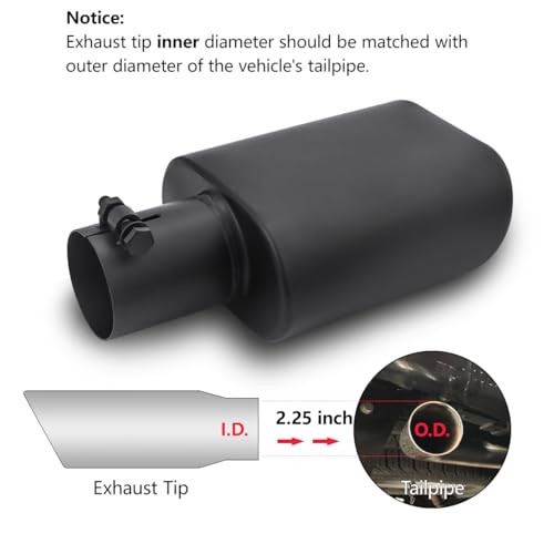 Square Exhaust Tip 2.25″ Inlet, Black Coating Rectangle 2.25inch Black Coated