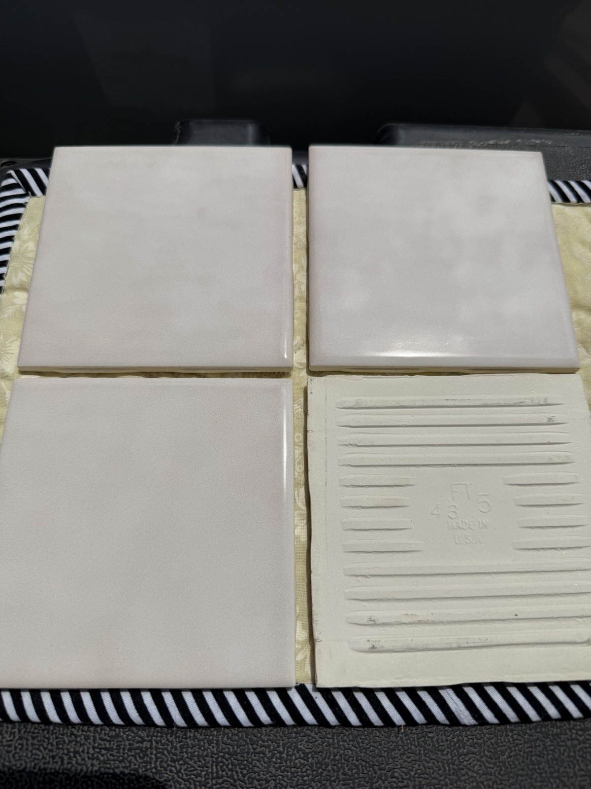 Vintage Pale Pink Tile, Smooth Glossy Ceramic Square Tiles, 4 3/8″ x 4 3/8″