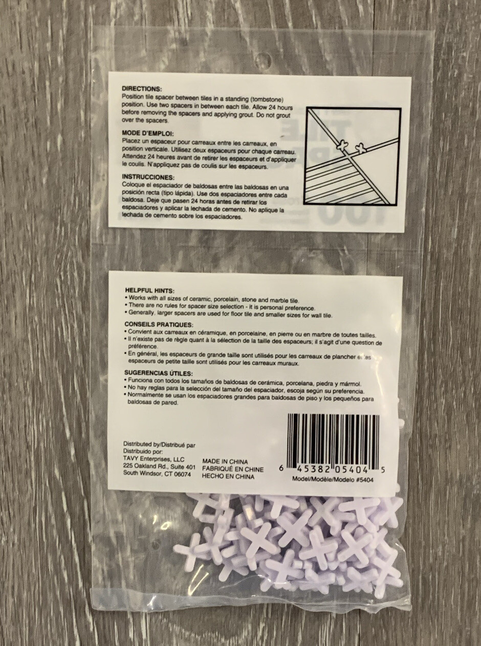 TAVY Basix 1/8″ 3mm Tile Cross Spacers 2 Pack – 100 each (200 spacers total)